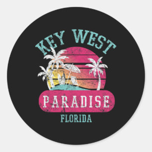 Key West Sonnenuntergang Vintage Florida Strand Ni Runder Aufkleber
