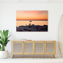 Key West Sunset Boat Rocky Shore Florida Keys Leinwanddruck