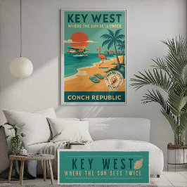 Key West Sunset - Conseil Republic Seaplane Art Poster