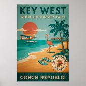 Key West Sunset - Conseil Republic Seaplane Art Poster (Vorne)