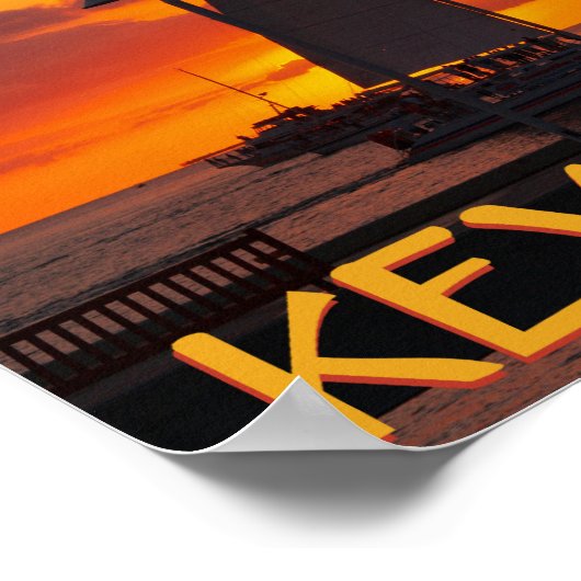 Key West Sunset mit Boote Poster (Ecke)