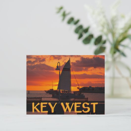 Key West Sunset mit Boote Postkarte (Stehend Vorderseite)