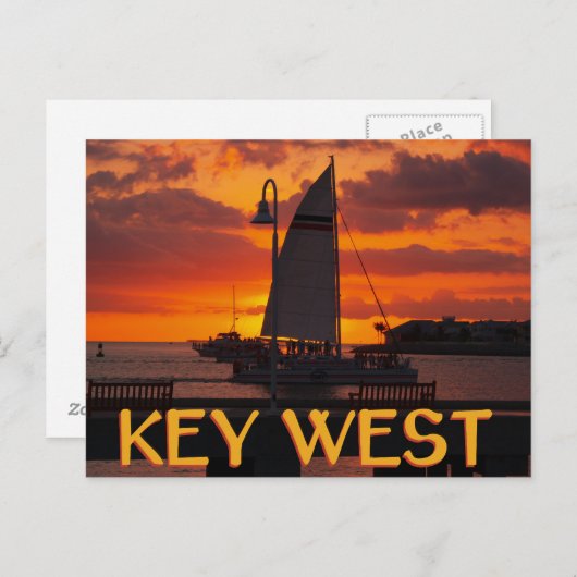 Key West Sunset mit Boote Postkarte (Vorne/Hinten)