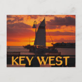 Key West Sunset mit Boote Postkarte (Vorderseite)