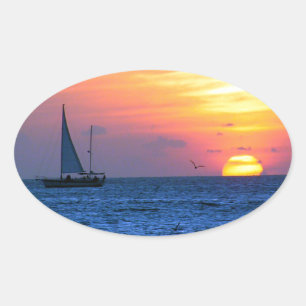 Key West Sunset Ovaler Aufkleber