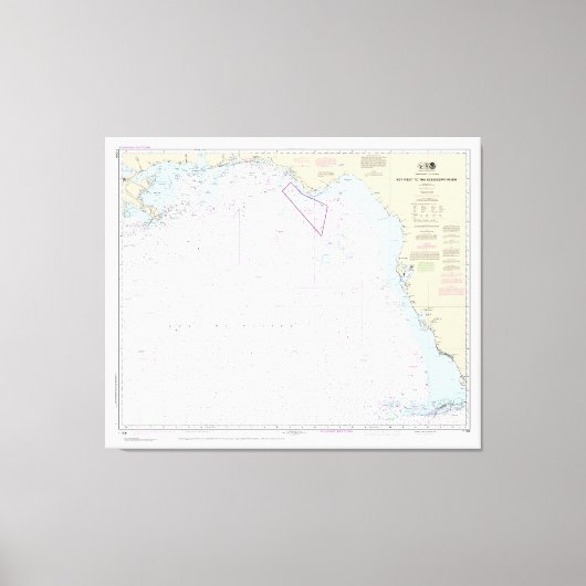 Key West to Mississippi River Nautical Chart Leinwanddruck (Vorderseite)