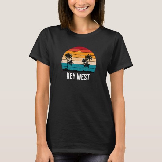 Key West Vacation Souvenir Sun Palm Tree Beach Oce T-Shirt (Vorderseite)