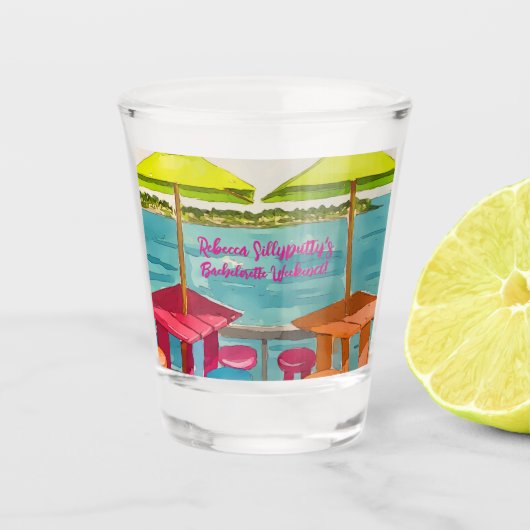 Key West Vibes Bachelorette Wochenende Schnapsglas (Vorderseite)