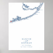 Key West Wedding Modern Navy Gästebuchplakat Poster (Vorne)