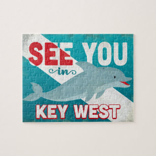 Key- Westdelphin - Retro Vintage Reise Puzzle
