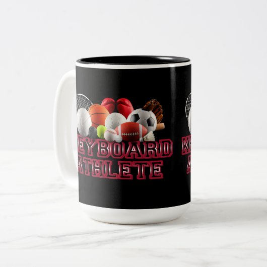 Keyboard Athlete Zweifarbige Tasse (Vorderseite Links)