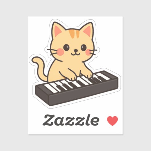 Keyboard Cat Cartoon Style Aufkleber (Blatt)