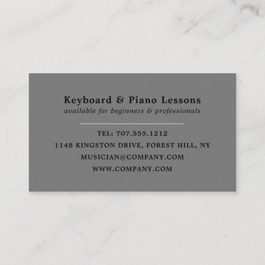 Keyboard Player, Beruflich Keyboarder, Pianist Visitenkarte (Rückseite)