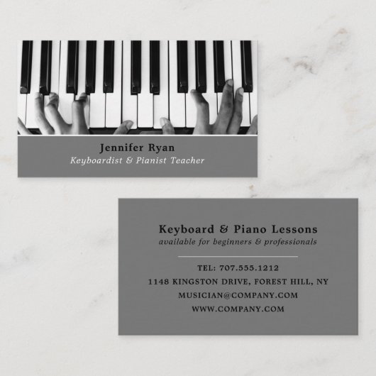 Keyboard Player, Beruflich Keyboarder, Pianist Visitenkarte (Vorne/Hinten)