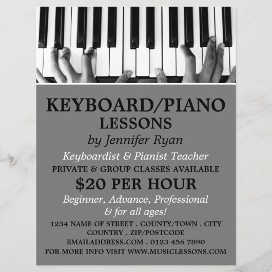 Keyboard-Player, Tastatur, Klavierunterricht Flyer (Vorne)
