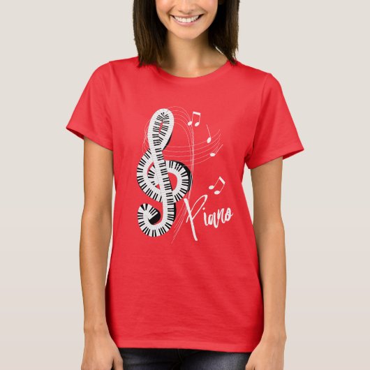 Keyboard Treble Clef Fun Musiknoten Piano Graphic T-Shirt (Vorderseite)