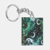 Keychain - Emerald Green Celestial Moon Schlüsselanhänger (Vorderseite links)