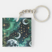 Keychain - Emerald Green Celestial Moon Schlüsselanhänger (Rückseite)