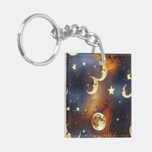 Keychain - Fiery Orange Celestial Moon Schlüsselanhänger (Vorderseite links)