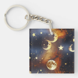 Keychain - Fiery Orange Celestial Moon Schlüsselanhänger