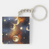 Keychain - Fiery Orange Celestial Moon Schlüsselanhänger (Rückseite)