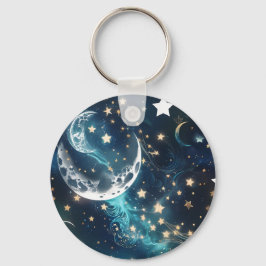 Keychain - Icy Blue Celestial Moon Phases Schlüsselanhänger