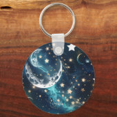 Keychain - Icy Blue Celestial Moon Phases Schlüsselanhänger (Rückseite)