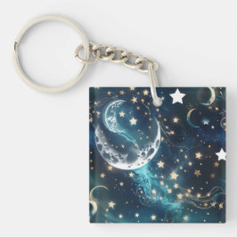Keychain - Icy Blue Celestial Moon Schlüsselanhänger