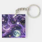Keychain - Lavender Purple Celestial Moon Phases Schlüsselanhänger (Rückseite)