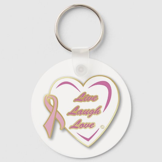 Keychain Live Laugh Love Pink ribbon pin Schlüsselanhänger (Vorderseite)