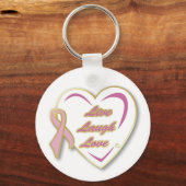 Keychain Live Laugh Love Pink ribbon pin Schlüsselanhänger (Vorderseite)