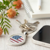 Keychain Patriotic US Flag Custom Text Name Schlüsselanhänger (Seite)