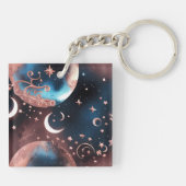 Keychain - Rose Gold Celestial Moon Schlüsselanhänger (Rückseite)