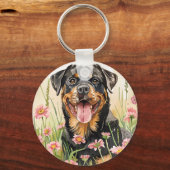 Keychain – Rottweiler Watercolor Keychain Schlüsselanhänger (Rückseite)