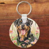 Keychain – Rottweiler Watercolor Keychain Schlüsselanhänger (Vorderseite)