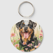 Keychain – Rottweiler Watercolor Keychain Schlüsselanhänger (Rückseite)