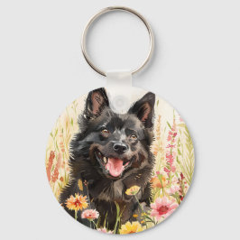 Keychain – Schipperke Watercolor Dog Charm Schlüsselanhänger