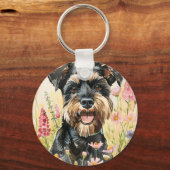 Keychain – Schnauzer Watercolor Dog Charm Schlüsselanhänger (Rückseite)