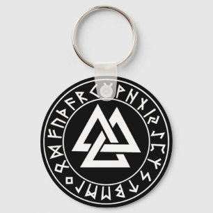 keychain Tri-Triangle Rune Shield on Blk Schlüsselanhänger