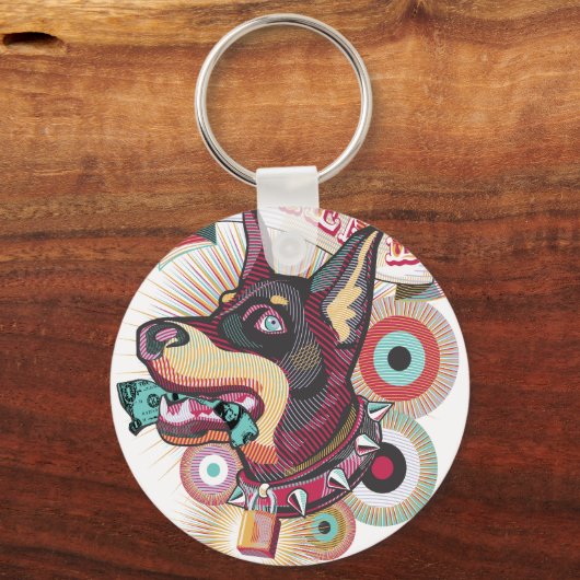 Keychain – Urban Loyalty Doberman Pop-Art Design Schlüsselanhänger (Rückseite)