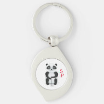 Keychain with golf playing panda and initials schl