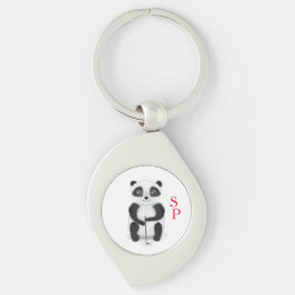Keychain with golf playing panda and initials schl schlüsselanhänger
