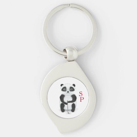 Keychain with golf playing panda and initials schl schlüsselanhänger (Vorderseite)