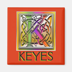 KEYES Monogramm-"keltische Aurora-" Quadrat-Magnet Magnet