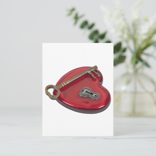 KeyHoleKeyRedHeart071611 Postkarte (Stehend Vorderseite)