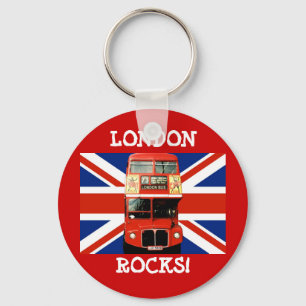 Keyring London Bus und Britische Flagge Schlüsselanhänger
