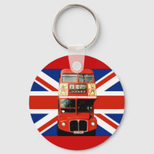Keyring mit Bus und britischer Flagge