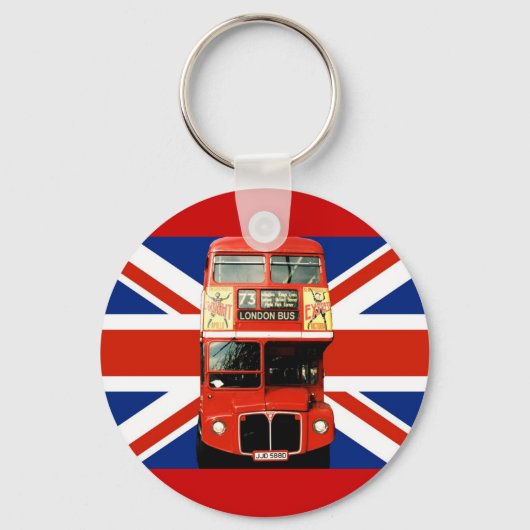 Keyring mit Bus und britischer Flagge Schlüsselanhänger (Vorderseite)