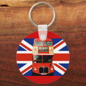 Keyring mit Bus und britischer Flagge Schlüsselanhänger (Vorderseite)
