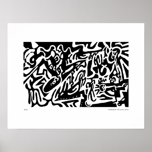 "Keys", digital B&W abstrakt Poster (Vorne)